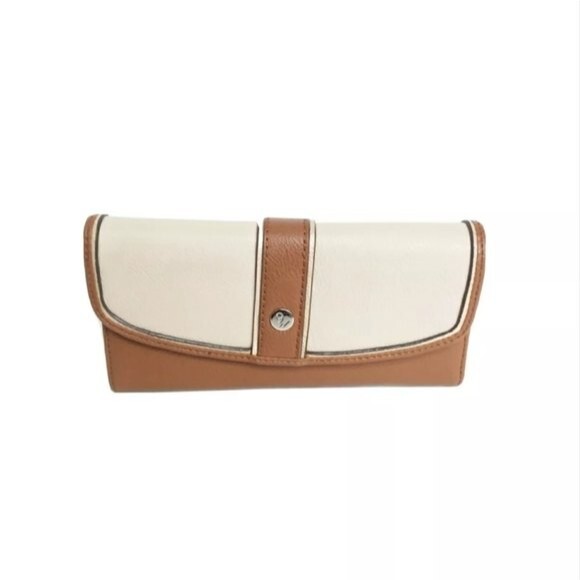 Nine West Brown Cream Tri-Fold Snap Closure Wallet - Picture 1 of 9